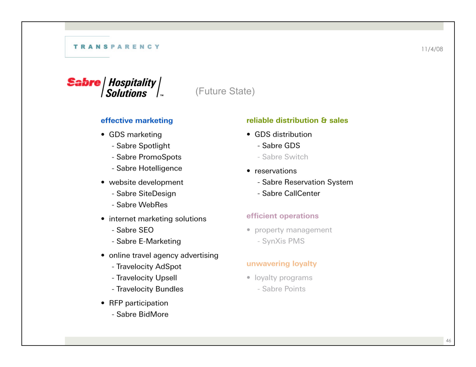 Hotel services: proposed benefit-led offering